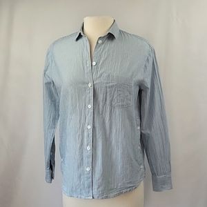 Madewell Long Sleeve Button Down Pinstripe Shirt Pale Blue & White Size …